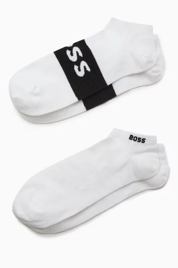 Ankle Socks in Stretch Cotton Blend, Set of 2