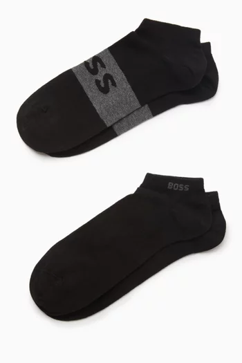 Ankle Socks in Stretch Cotton Blend, Set of 2