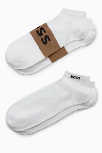 Ankle Socks in Stretch Cotton Blend, Set of 2