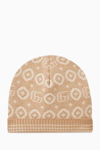 Double G jacquard Beanie in Cotton Knit