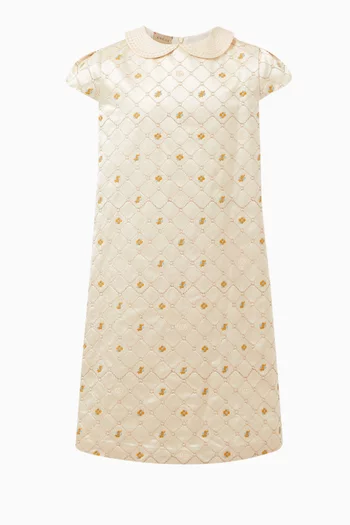 Logo-embroidered Dress in Cotton-silk
