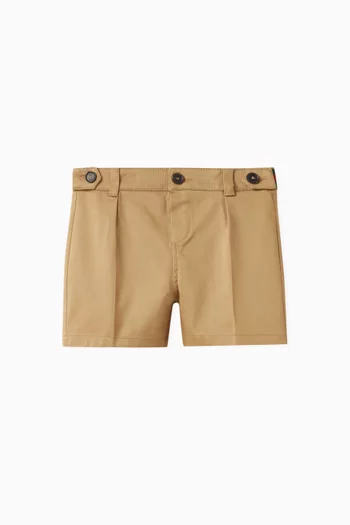 Web-stripe Shorts in Cotton-gabardine