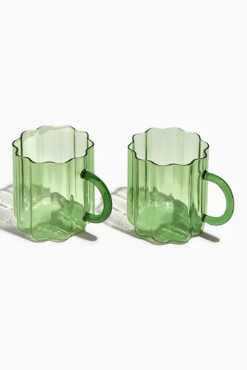 Wave Mug in Glass, Set of 2
