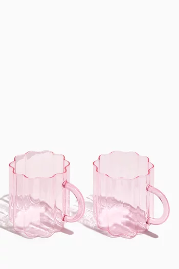 Wave Mug in Glass, Set of 2