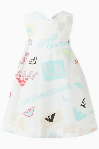 All-over Graphic Text Logo-print Dress in Cotton