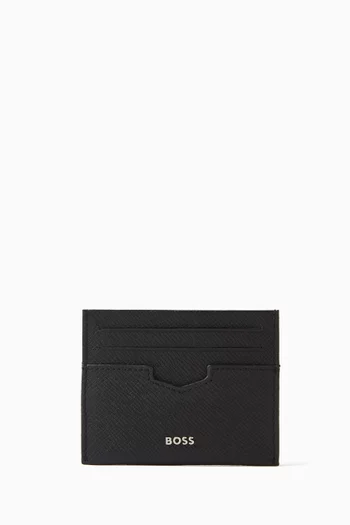 Shotgun Logo Card Case in Embossed Leather