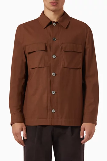 Corvin Relaxed Overshirt in Wool & Silk-blend