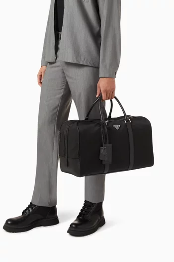 Triangle Duffle Bag in Re-Nylon & Saffiano Leather
