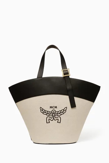 Large Himmel Tote Bag in Canvas Leather Mix