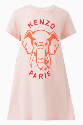 Elephant Logo Print Dress in Organic Cotton Jersey