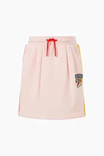Colourblocked Tiger Logo Skirt in Cotton Fleece