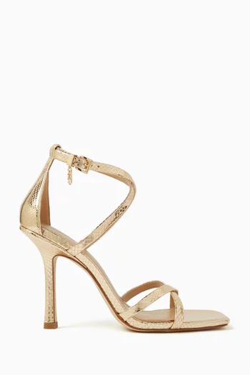 Celia 100 Strappy Sandals in Metallic Leather