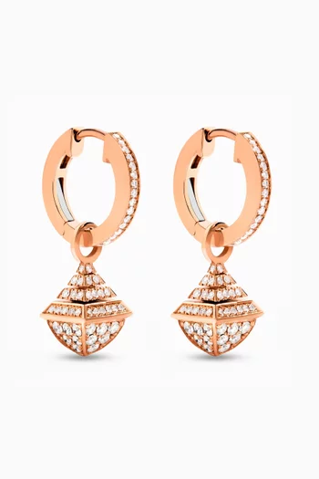 Cleo Rev Mini Full Diamond Drop Earrings in 18kt Rose Gold