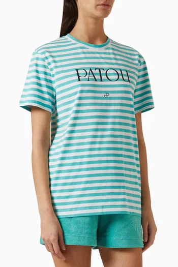 Striped Logo-print T-shirt in Organic Cotton
