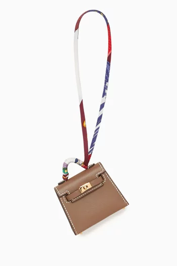 Unused Micro Mini Kelly Twilly Bag Charm in Leather & Gold Hardware