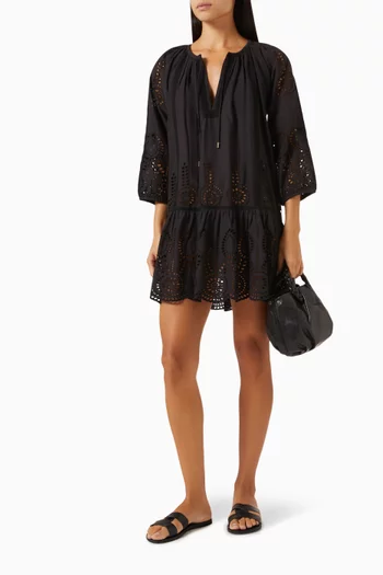 Ashley Embroidered Mini Dress in Cotton