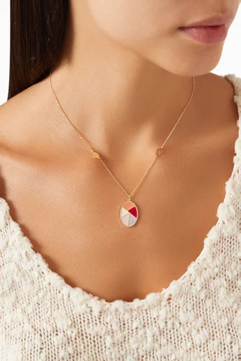 قلادة أميليا برشلونة بدلاية بوجهين موازييك ذهب عيار 18‏