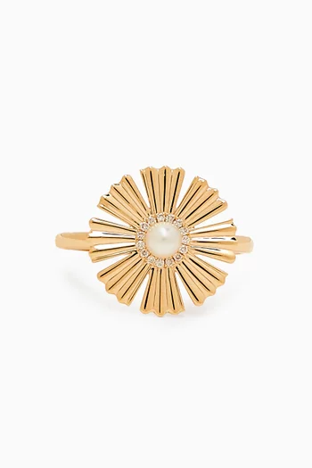 Farfasha Happy Sunkiss Diamond & Pearl Ring in 18kt Gold