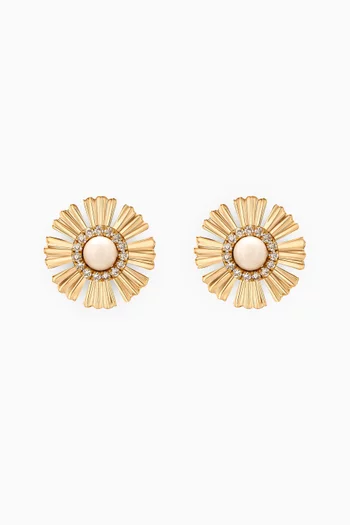 Farfasha Happy Sunkiss Diamond & Pearl Earrings in 18kt Gold