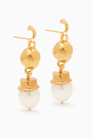The Return To Innocence Pearl Earrings in 24kt Gold-plated Bronze