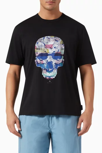 Skull Print T-shirt in Organic Cotton Jersey