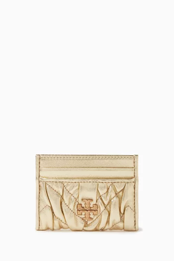 Kira Ruched Card Case in Metallic Leather