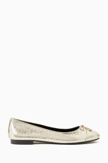 Cap-toe Quilted Ballet Flats in Leather