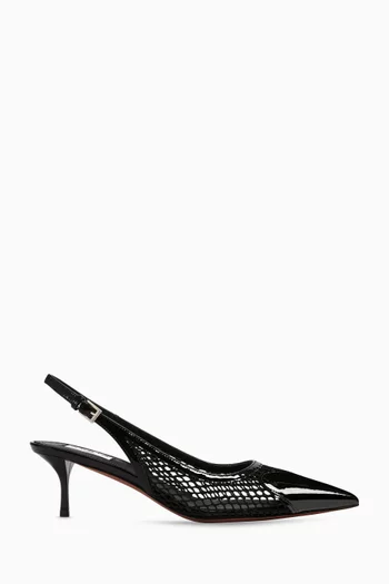 Heart 55 Slingback Mules in Mesh & Patent Leather