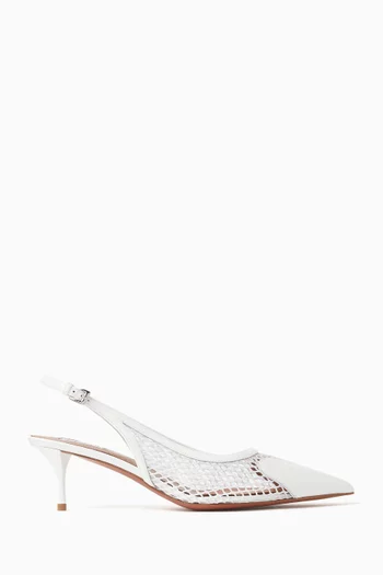 Heart 55 Slingback Mules in Mesh & Patent Leather