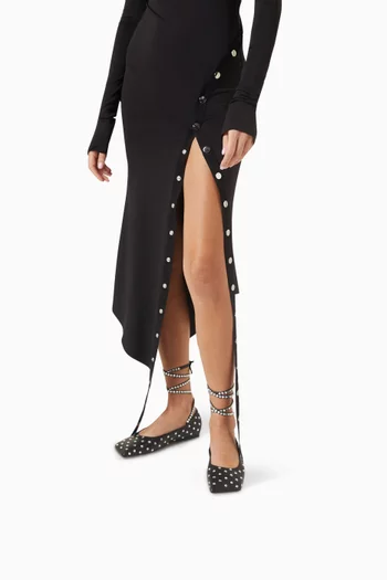 Ane Crystal Lace-up Ballet Flats in Nappa