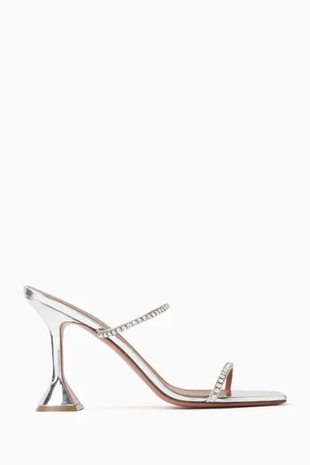 Gilda 95 Crystal-embellished Mule Sandals in Mirror Leather