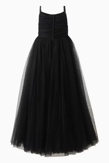 Flocked Rhinestone-embellished Dress in Tulle