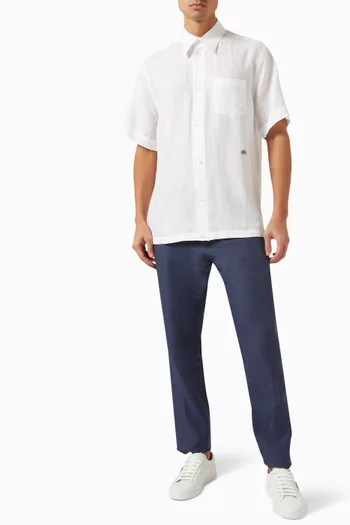 Metal Logo Loose-fit Shirt in Linen