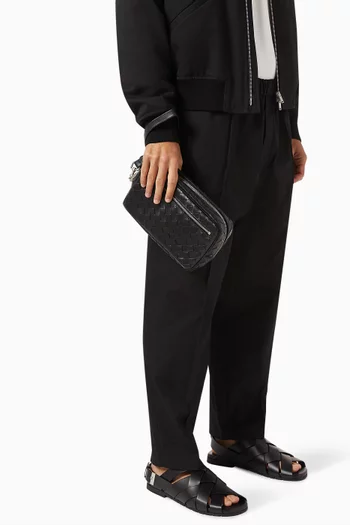 Wristlet Pouch in Intrecciato Leather