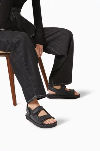 Jack Flat Sandals in Leather