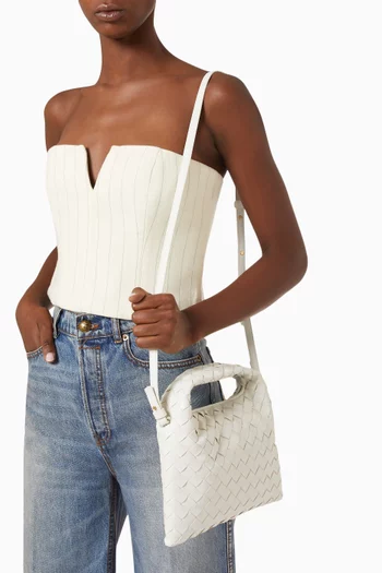 Mini Hop Hobo Bag in Intrecciato Leather