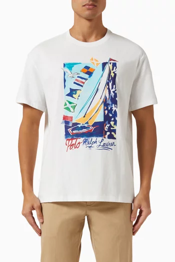 Sailboat Graphic Print T-shirt in  Cotton Jersey
