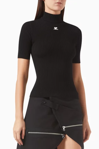 Reedition Short-sleeve Sweater in Ribbed-knit