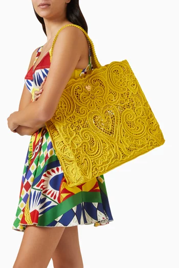 Large Tote Bag in Cordonetto Lace