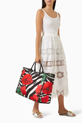 Large Floral-print Tote Bag in Nylon