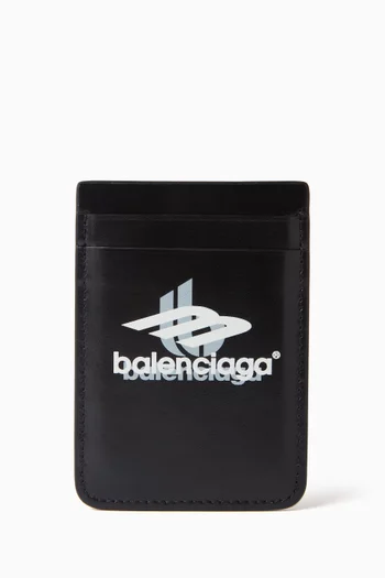 Logo Cash Magnet Card Case in Calf Leather