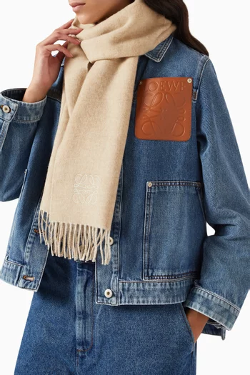 Anagram Embroidered Scarf in Wool & Cashmere-blend