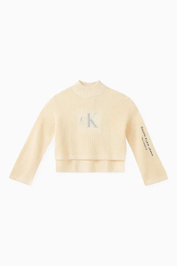 Oversized Logo Ribbed Sweater in Organic Cotton-knit