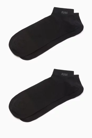 Ankle Socks in Stretch Cotton Blend, Set of 2