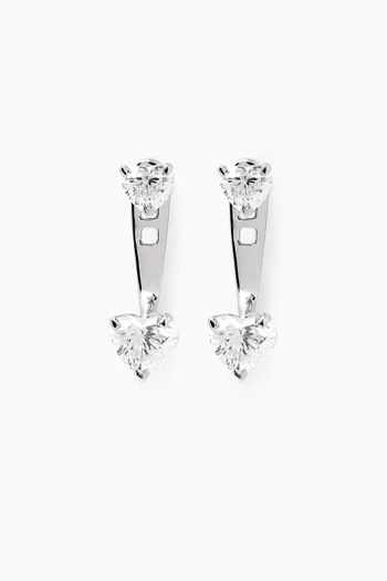 Heart Diamond Slider Earrings in 18kt White Gold