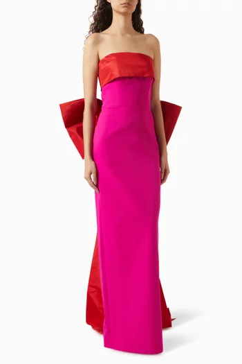 Two-tone Strapless Gown in Crepe