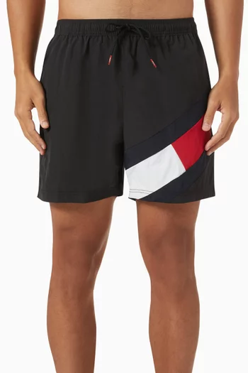 Flag Drawstring Swim Shorts in Recycled Nylon