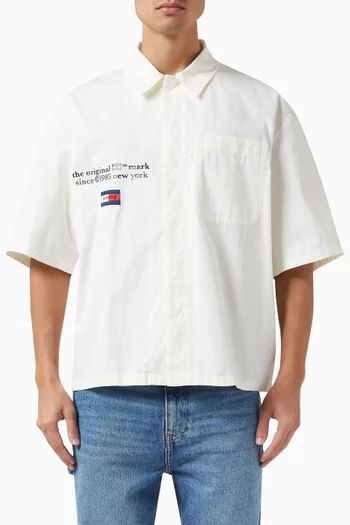 قميص قصير بشعار الماركة قطن عضوي
