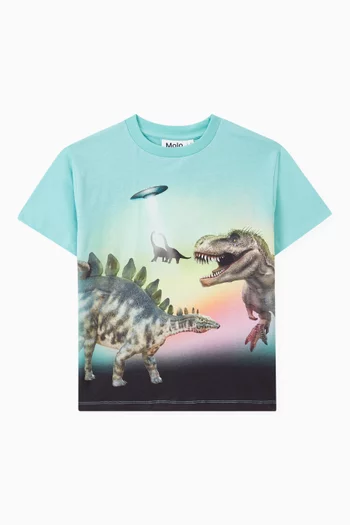 Beaming Dinos Print T-shirt in Organic Cotton
