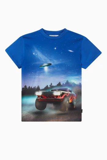 UFO and Car print T-shirt in Organic Cotton
